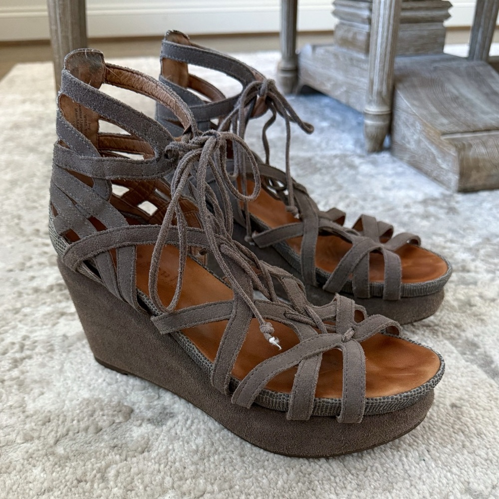 Gentle Souls Joy Lace Up Leather Wedges